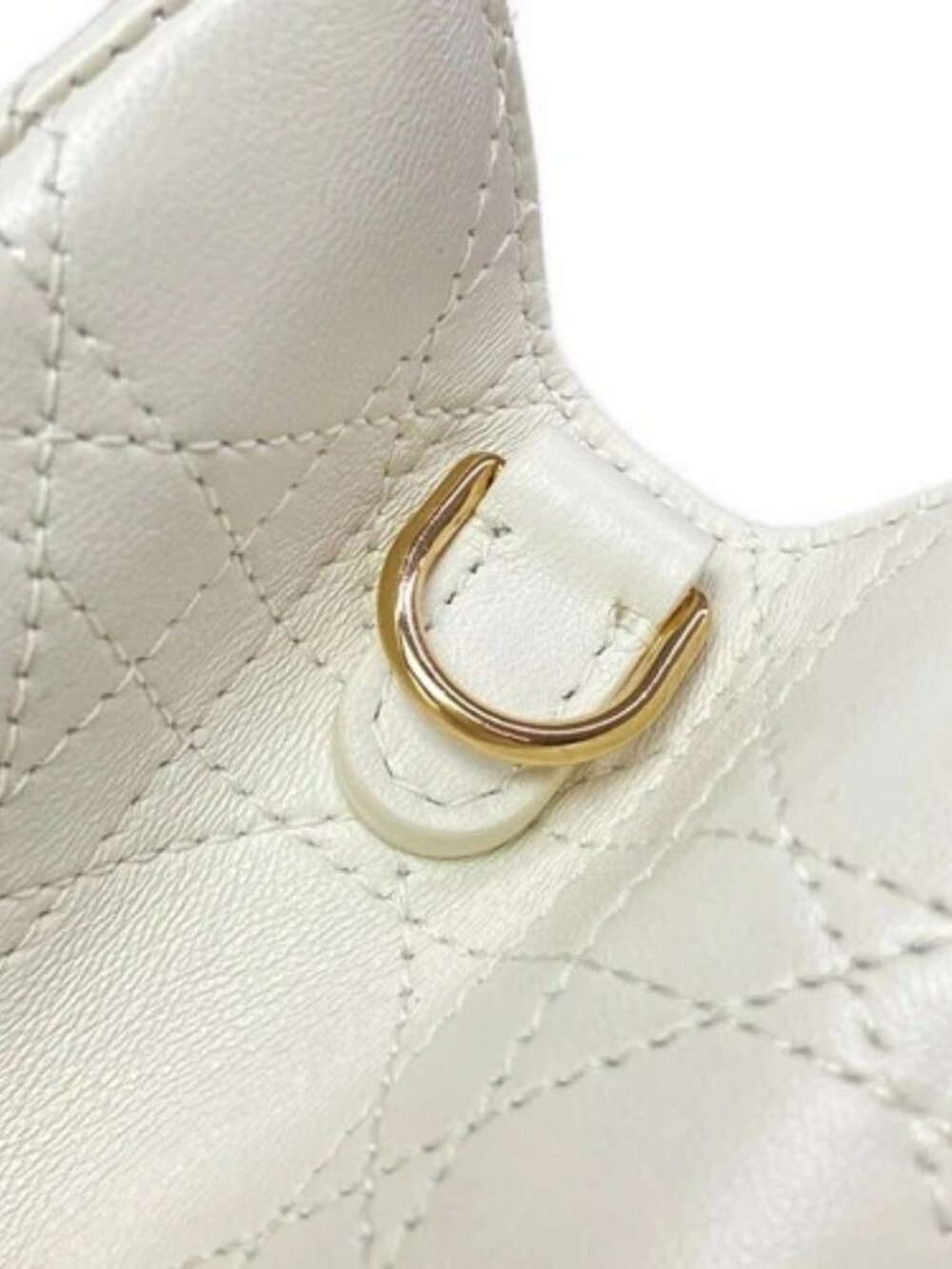 DIOR/ChristianDior Lady Dior Medium Bag White Lambskin Handbag - Picture 14 of 16